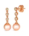 Le Vian ® Strawberry Pearls® 14k Rose Gold 0.15 Ct. Tw. Diamond & 6-7mm Pearl Dangle Earrings In Gold