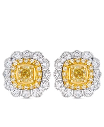 Le Vian Sunny Yellow Diamond (0.55 Ct. T.w.) & Vanilla Diamond (0.18 Ct. T.w.) Couture Earrings In Platinum  In Multi