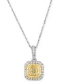 Le Vian Sunny Yellow Diamond & Vanilla Diamond Halo 18" Pendant Necklace (3/4 Ct. T.w.) In 14k Two-tone Gold In White Gold,yellow Gold