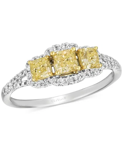 Le Vian Sunny Yellow Diamond & Vanilla Diamond Three Stone Ring (7/8 Ct. T.w.) In 14k Two-tone Gold In White Gold,yellow Gold