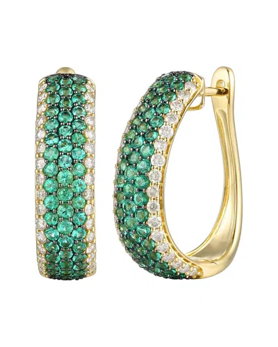 Le Vian ® Sustainability 14k 2.49 Ct. Tw. Diamond & Emerald Hoop Earrings In Green