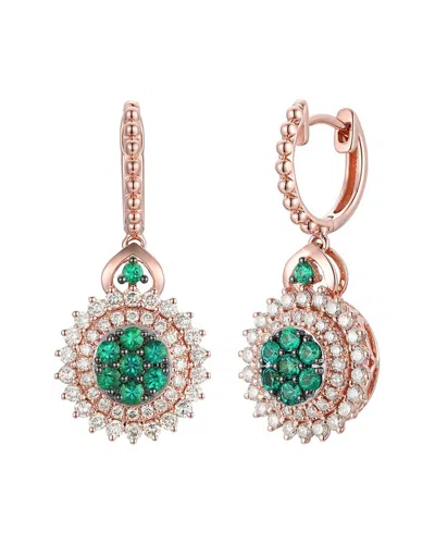 Le Vian ® Sustainability 14k Rose Gold 1.57 Ct. Tw. Diamond & Emerald Dangle Earrings