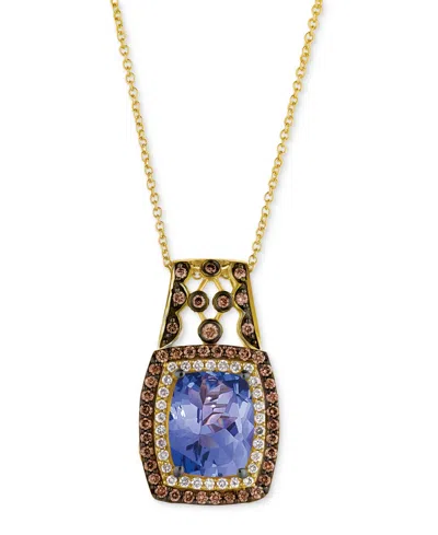 Le Vian Tanzanite (3-5/8 Ct. T.w.) & Diamond (3/4 Ct. T.w.) Double Halo 18" Pendant Necklace In 14k Gold In No Color