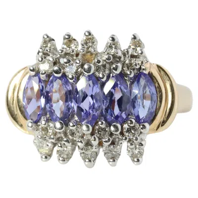 Pre-owned Le Vian Tanzanite And Diamond Ring 14k Yellow Gold Tanzanite Levian Cluster Band