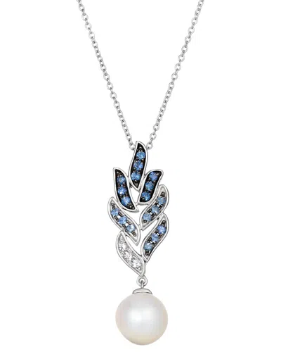 Le Vian ® Tranquility 14k 0.34 Ct. Tw. Sapphire Ombre, White Sapphire & 8-9mm  Pearl Pendant Necklace In Metallic