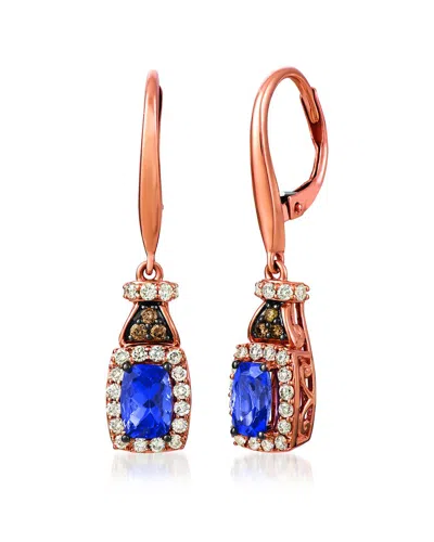 Le Vian ® Tranquility 14k Rose Gold 1.46 Ct. Tw. Diamond & Tanzanite Drop Earrings In Blue