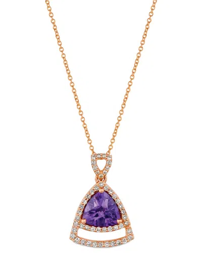 Le Vian Tranquility 14k Rose Gold 1.91 Ct. Tw. Diamond & Amethyst Pendant Necklace