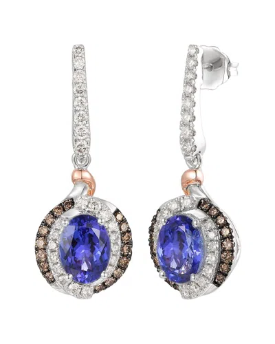 Le Vian ® Tranquility 14k Two-tone 2.86 Ct. Tw. Diamond & Tanzanite Dangle Earrings In Blue