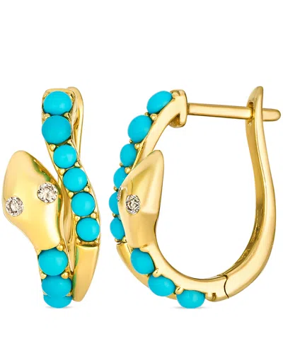Le Vian Turquoise (1-1/50 Ct. T.w.) & Nude Diamond (2/25 Ct. T.w.) Hoop Earrings In 14k Honey Gold