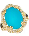 Le Vian Turquoise (8.6 Ct. T.w.), Chocolate Diamond (0.15 Ct. T.w.), And Nude Diamond (0.74 Ct. T.w.) Ring I In Gold