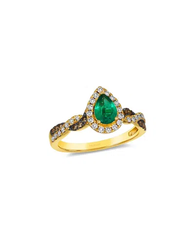 Le Vian Twist Shank 14k 0.55 Ct. Tw. Diamond & Emerald Ring In Gold