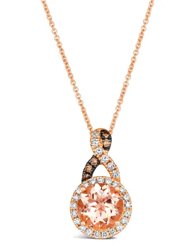 Le Vian Twist Shank 14k Rose Gold 1.68 Ct. Tw. Diamond & Morganite Pendant Necklace