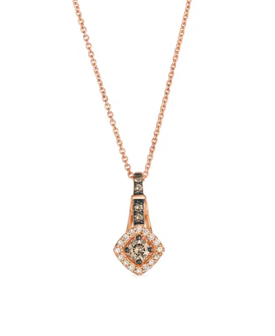 Le Vian Vanilla Diamond (0.07 Ct. T.w.) And Chocolate Diamond (0.19 Ct. T.w.) Pendant Necklace In 14k Strawb In Gold