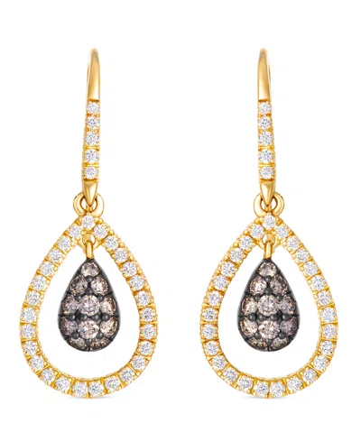 Le Vian Vanilla Diamond (0.10 Ct. T.w.) & Chocolate Diamond (0.24 Ct. T.w.) Earrings In 14k Honey Gold