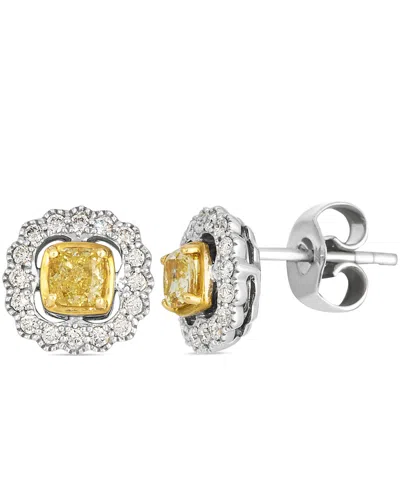 Le Vian Vanilla Diamond (0.15 Ct. T.w.) And Yellow Diamond ( 0.60 Ct. T.w.) Earring In 14k Two Tone Gold In Metallic