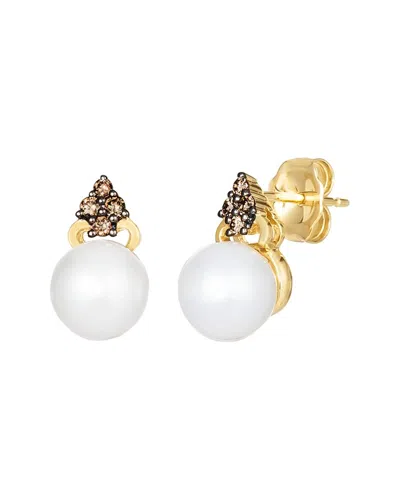 Le Vian ® Vanilla Pearls™ 14k 0.10 Ct. Tw. Diamond & Fresh Water Pearl & 7-7.5mm Pearl Drop Earrings In Multi