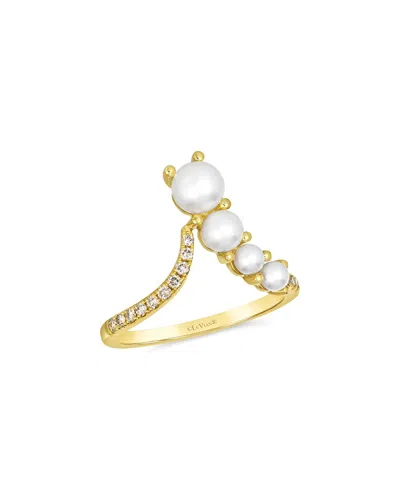 LE VIAN LE VIAN® VANILLA PEARLS™ 14K 0.15 CT. TW. DIAMOND & FRESH WATER PEARL & 3-4MM PEARL COCKTAIL RING