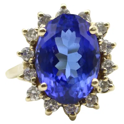 Pre-owned Le Vian Vintage 14k Gold 7 Carat Tanzanite And Diamond Halo Ring By Levian In Multi