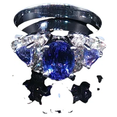 Pre-owned Le Vian Vintage  14k White Gold Tanzanite & Diamond Three Stone Ring Sz 6