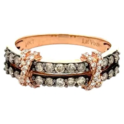 Pre-owned Le Vian Vintage  Designer Chocolate And White Diamond Gold Band Ring