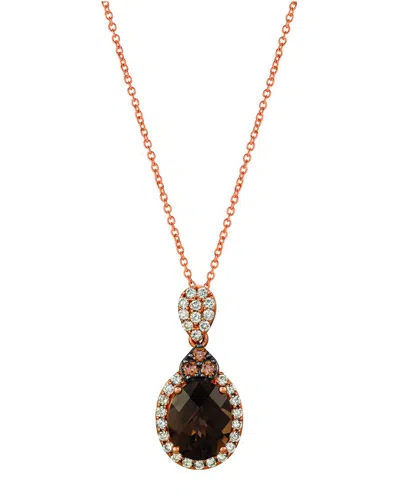 Le Vian Vivids 14k Rose Gold 2.22 Ct. Tw. Diamond & Chocolate Quartz Pendant