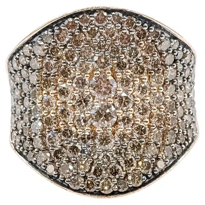 Pre-owned Le Vian White And Chocolate Diamond Cigar Ring In 14k Rose Gold