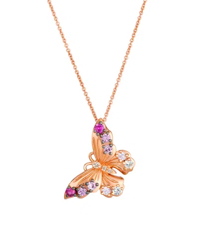 Le Vian White Sapphire (2/25 Ct. T.w.), Pink Sapphire (7/20 Ct. T.w.) & Nude Diamond (1/5 Ct. T.w.) Pendant  In Multi
