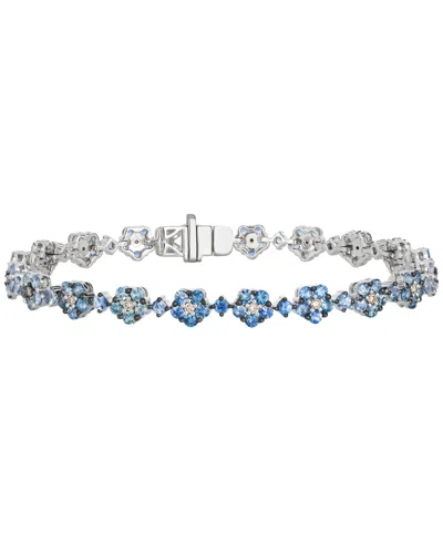 Le Vian White Sapphire (57/100 Ct. T.w.), Sapphire Ombre (5 Ct. T.w.) & Diamond (7/20) Bracelet In 14k Vanil In Silver