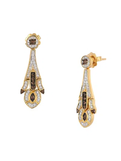 Le Vian Women's 14k Honey Gold, Vanilla Diamond & Chocolate Diamond Drop Earrings