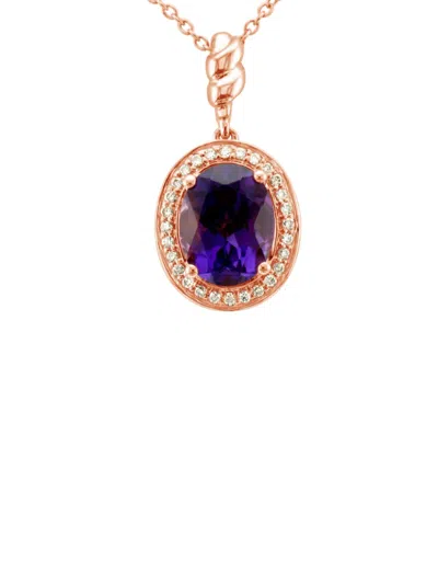 Le Vian Women's 14k Strawberry Gold, Grape Amethyst & Vanilla Diamond Pendant Necklace