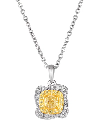 Le Vian Yellow Diamond 14k Two -tone 0.10 Ct. Tw. Diamond Pendant In Metallic