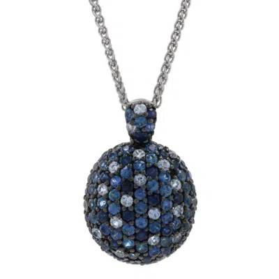 Pre-owned Le Vian Ziba By  Ombr? Sapphire Pendant Necklace Sterling 925 Round 6.29ctw In Blue