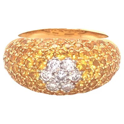 Pre-owned Le Vian S Yellow Sapphire And Diamond Dome Ring, 18k Yellow Gold