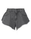 Le Volière Denim Shorts In Grey