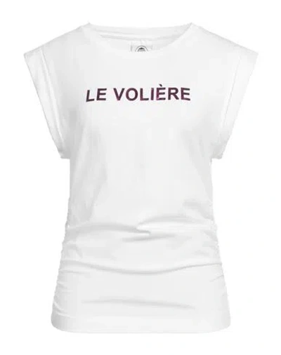 Le Volière Woman T-shirt White Size M Cotton, Elastane