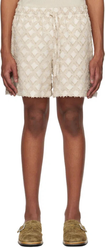 Le17septembre Beige Argyle Jacquard Shorts In Ivory