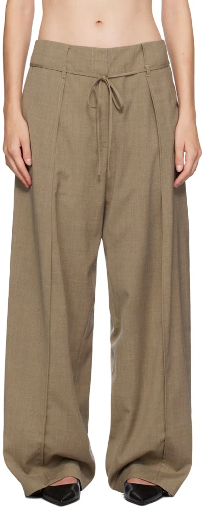 Le17septembre Beige Drawstring Trousers In Brown