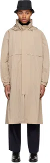 Le17septembre Beige Hooded Paneled Coat In Beige