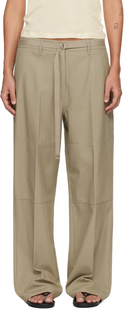 Le17septembre Beige Twill Paneled Trousers In Brown