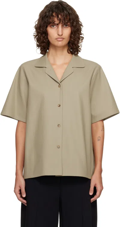 Le17septembre Beige Twill Short Sleeve Shirt In Brown