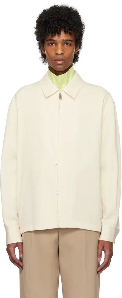 Le17septembre Beige Zip & Button Front Jacket In Ivory