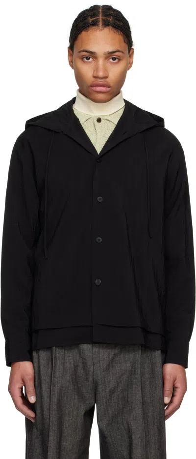 Le17septembre Black Double Layered Hooded Shirt