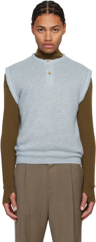 Le17septembre Blue Button Neck Knit Vest
