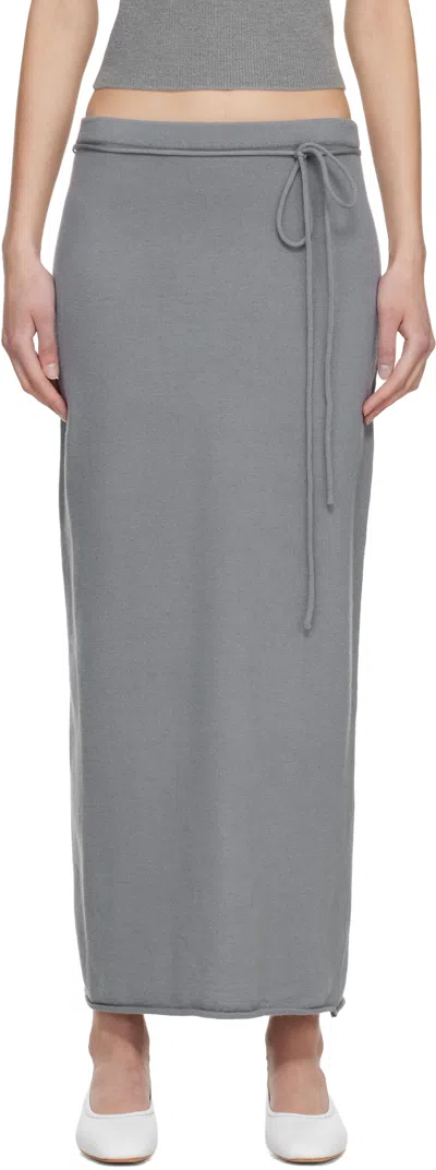 Le17septembre Blue Cashmere Blend Knit Maxi Skirt In Gray