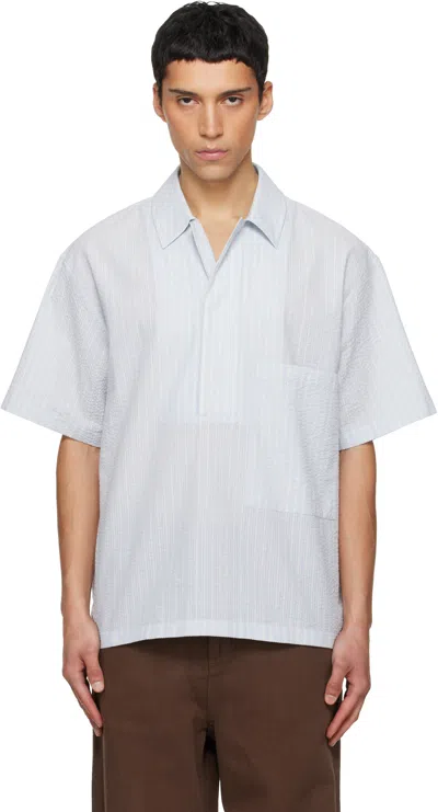 Le17septembre Blue Pullover Seersucker Shirt In White