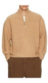 Le17septembre Boucle Half Zip Pullover In Brown