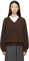 Le17septembre Brown Alpaca V-neck Sweater In Brown