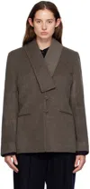 Le17septembre Brown Muffler Collar Blazer In Brown