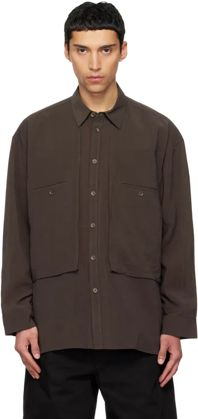 Le17septembre Brown Oversized Cargo Pocket Shirt