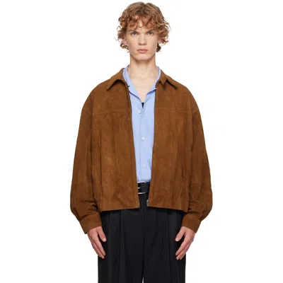 Le17septembre Brown Suede Zip Blouson Leather Jacket